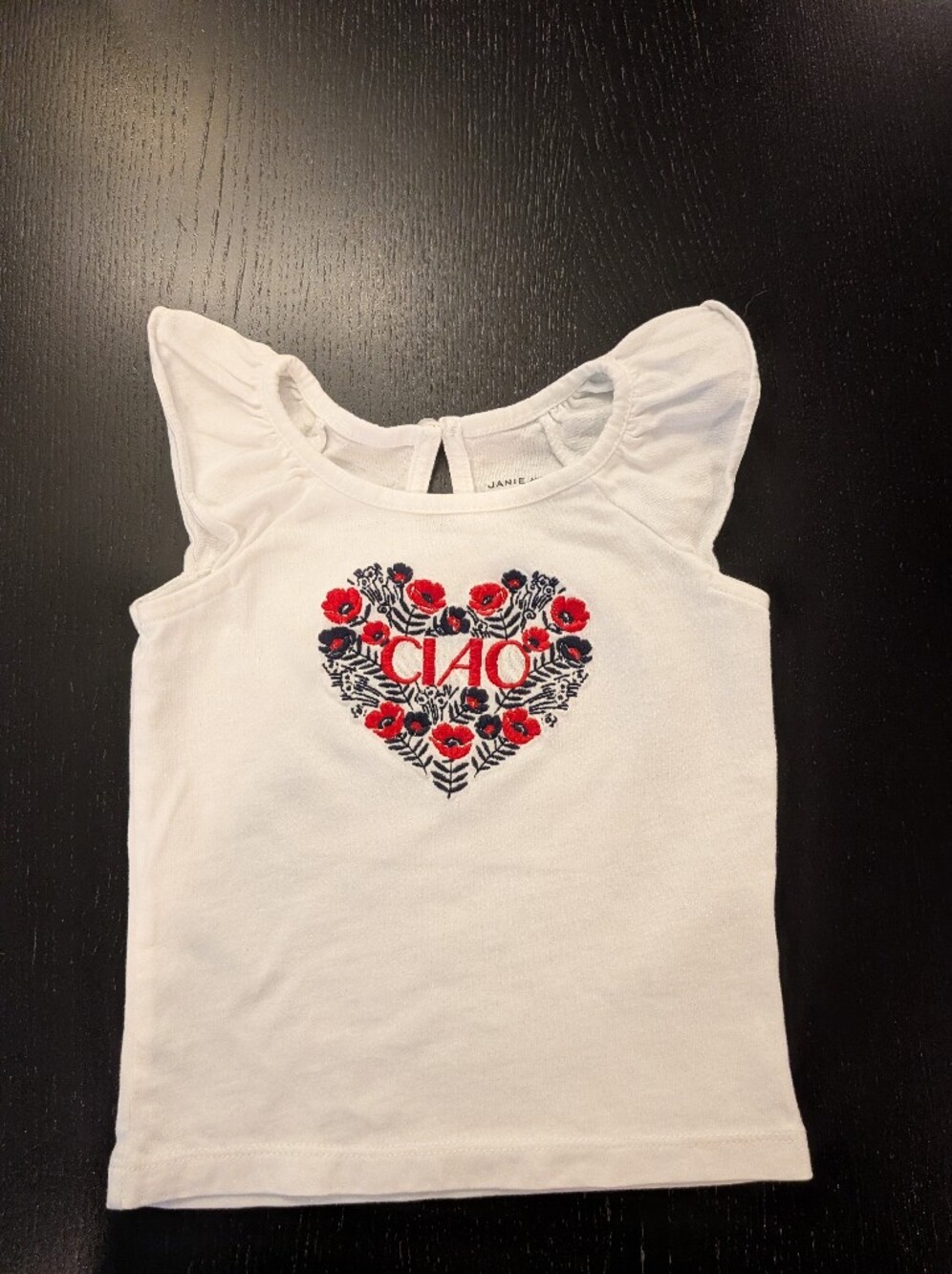 Janie and Jack White Tank Top with Red & Navy Floral Heart